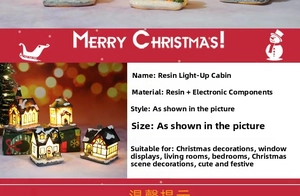 Detailed view of resin glowing Christmas house ornament with electronic components