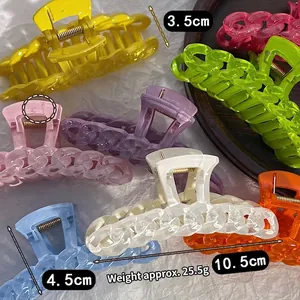 Chic 10.5cm candy-colored acrylic hair claw clip with trendy chain texture and large size