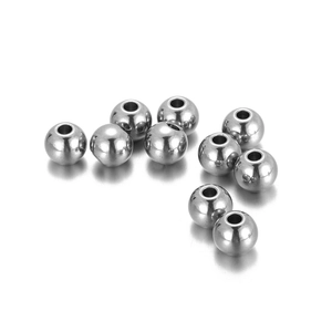 Perle rotonde in acciaio inossidabile argento lucido per gioielli fai da te 10pz