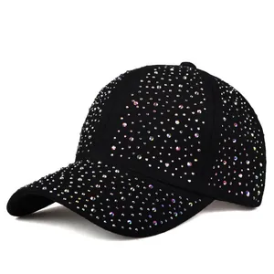 Women Baseball Cap Full Rhinestone Crystal Bling Sparkling Adjustable Sun Protection Outdoor Fashion Breathable Sport Hat