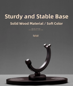 Walnut finish solid wood base for whiskey globe decanter with smooth texture