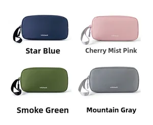 Macro detail of portable digital storage bags in four colors with secure zipper closure