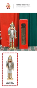 30cm wooden nutcracker king in gold and silver finish with red window gift packaging