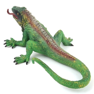 Realistic green marine iguana lizard model with colorful dorsal spines and detailed textures