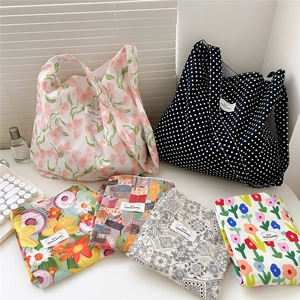 Floral Oil Painting Canvas Tote Bag Large Capacity Casual Shoulder Handbag For Women Shopping Grocery Artistic Fresh
