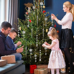 Set di 10 decorazioni per albero di Natale in acrilico con fiocchi di neve e ghiaccioli