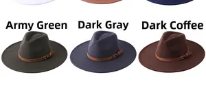 Vue détaillée de chapeaux fedora élégants à bord large de 9 cm en plusieurs tons
