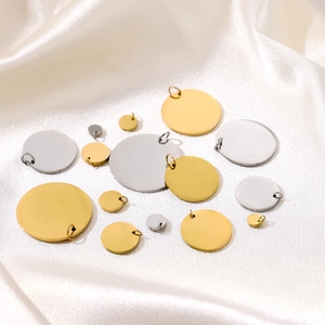 Ciondoli rotondi in acciaio inossidabile lucido oro e argento per gioielli DIY