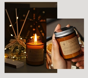 Coffret cadeau bougie parfumée d'aromathérapie avec bâtonnets de diffusion pour décoration d'intérieur