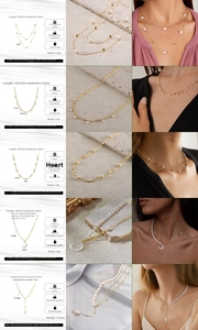 Detailed overview of 925 sterling silver necklaces with natural freshwater pearls and zirconia