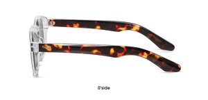 Detail view of round frames with tortoiseshell temples and metal hinge craftsmanship
