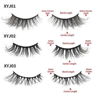 10-pair set of cat-eye half-lashes in three dense styles with detailed length specs