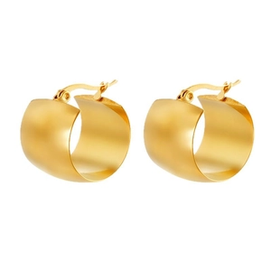 Boucles d'oreilles créoles larges vintage en acier inoxydable plaqué or 18K