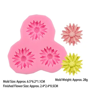 Pink daisy flower silicone mold for DIY fondant cakes and baking decorations