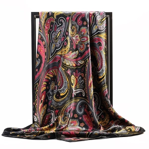 Γυναικείο Vintage Τετράγωνο Μαντήλι Satin με Paisley Print Μεγάλη Μαντήλα Bandana Bohemian Στυλ Σάλι για το Λαιμό