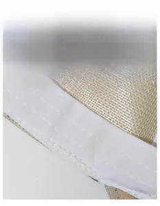 Detail of widened sweatband on mesh sun hat showing breathable cotton fabric and stitching