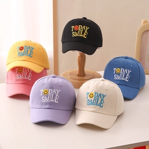 Kinder Baumwolle Baseballkappe Today Smile Buchstabe Stickerei Sonnenschutz Hut Lässig Outdoor Verstellbare Schirmmütze Für Jungen Mädchen