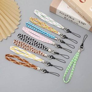 Handmade Braided Phone Lanyard Wrist Strap Anti-Loss Polyester Cotton Rope String For Mobile Phone Keychains Women Jewelry