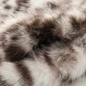 Faux fur animal print jacket in grey and white with luxurious fluffy texture
