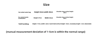 Detailed dimensions of glitter sequins canvas tote bag with strap height and width specs