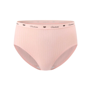 Pink high waist ribbed cotton panties for women with fashion letter print waistband