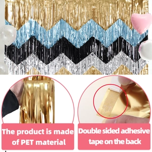 Detail showing PET wave fringe curtain material and double-sided adhesive tape on the back