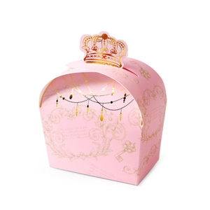 Pink European style gift box with gold crown closure and elegant baroque pattern
