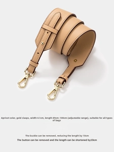 Adjustable 4.1cm wide cowhide leather strap with gold clasps for crossbody bags