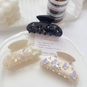 Pince À Cheveux En Acétate Avec Fleurs Et Papillons Luxe Fait Main Strass Accessoire De Coiffure Pour Femmes Élégant