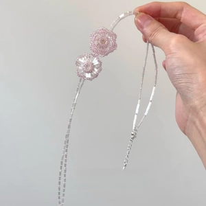 Handmade Flower Pendant Necklace Glass Crystal Beaded Bamboo Joint Chain Sweet Elegant Clavicle Jewelry For Women Adjustable