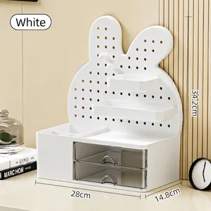 Detailed view of white rabbit-shaped desk organizer with dimensions 28x14.8x34.2cm
