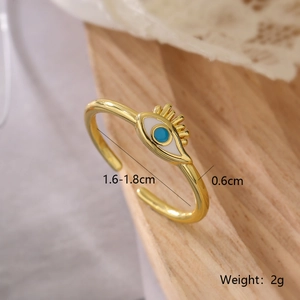 Detailed size chart of irregular 18K gold plated copper ring with 0.6cm width