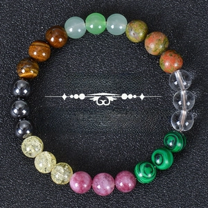 Natural Stone Beaded Bracelet Tiger Eye Malachite Aventurine Prosperity Wealth Success Handmade Jewelry Men Women