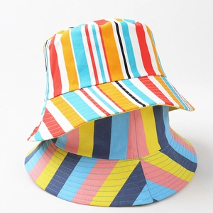 Chapeau Bob Rayé Coloré Coton Réversible Protection Solaire Large Bord Streetwear Casual Pour Femmes