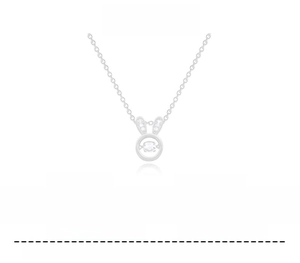 Detail of cute rabbit pendant necklace with titanium steel specs and dimensions