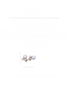 Detailed size specifications for pearl and zircon square drop earrings with copper base
