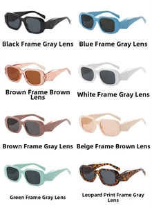 Detailed grid showing eight assorted color variations of oversized geometric sunglasses