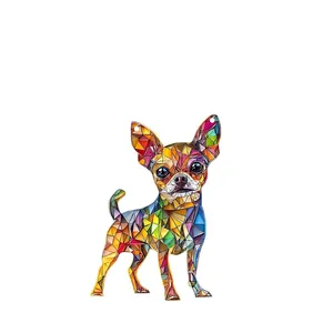 Colorful low poly Chihuahua acrylic suncatcher hanging art ornament for wall and windows