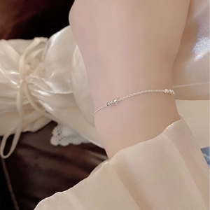 Elegant S925 sterling silver beaded bracelet for women featuring minimalist round beads