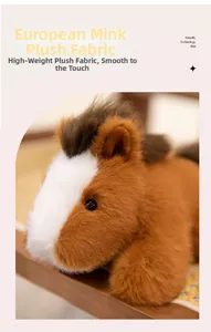 Detail of soft capybara plush toy made from high-density faux mink fur fabric texture
