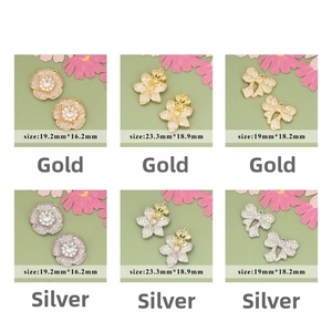 Détails de breloques fleurs et nœuds plaqués or 18 carats avec cristaux pour bijoux DIY
