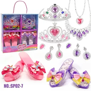 Kids princess dress up jewelry set with unicorn heels, crowns and gems in a gift box