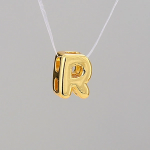 3D bubble letter R pendant in polished gold plating with mirror finish DIY design