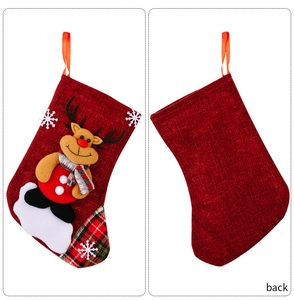 Detail of Christmas stocking featuring 3D reindeer design and front-back view display