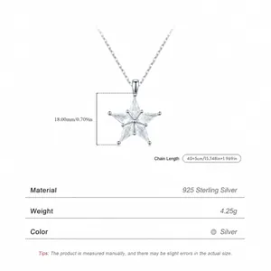 Collana con pendente a stella scintillante in argento sterling S925 e zirconi da donna