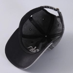 Washed dark grey cotton baseball cap featuring flying turtle embroidery and metal buckle