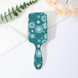 Portable floral mandala cushion hairbrush with scalp massage pins and hanging hole