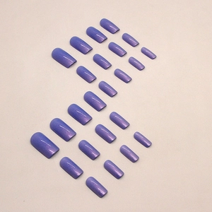 Metallic aurora purple medium square press-on nails with shimmering pearlescent finish