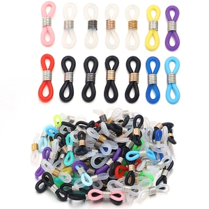 Eyeglass Chain Connectors Silicone Anti Slip Rubber Loops With Metal Coil For Glasses Cord Holder DIY Jewelry Findings