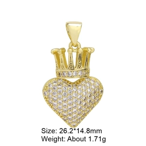 Detailed view of heart crown charm with size 26.2*14.8mm and weight 1.71g specs